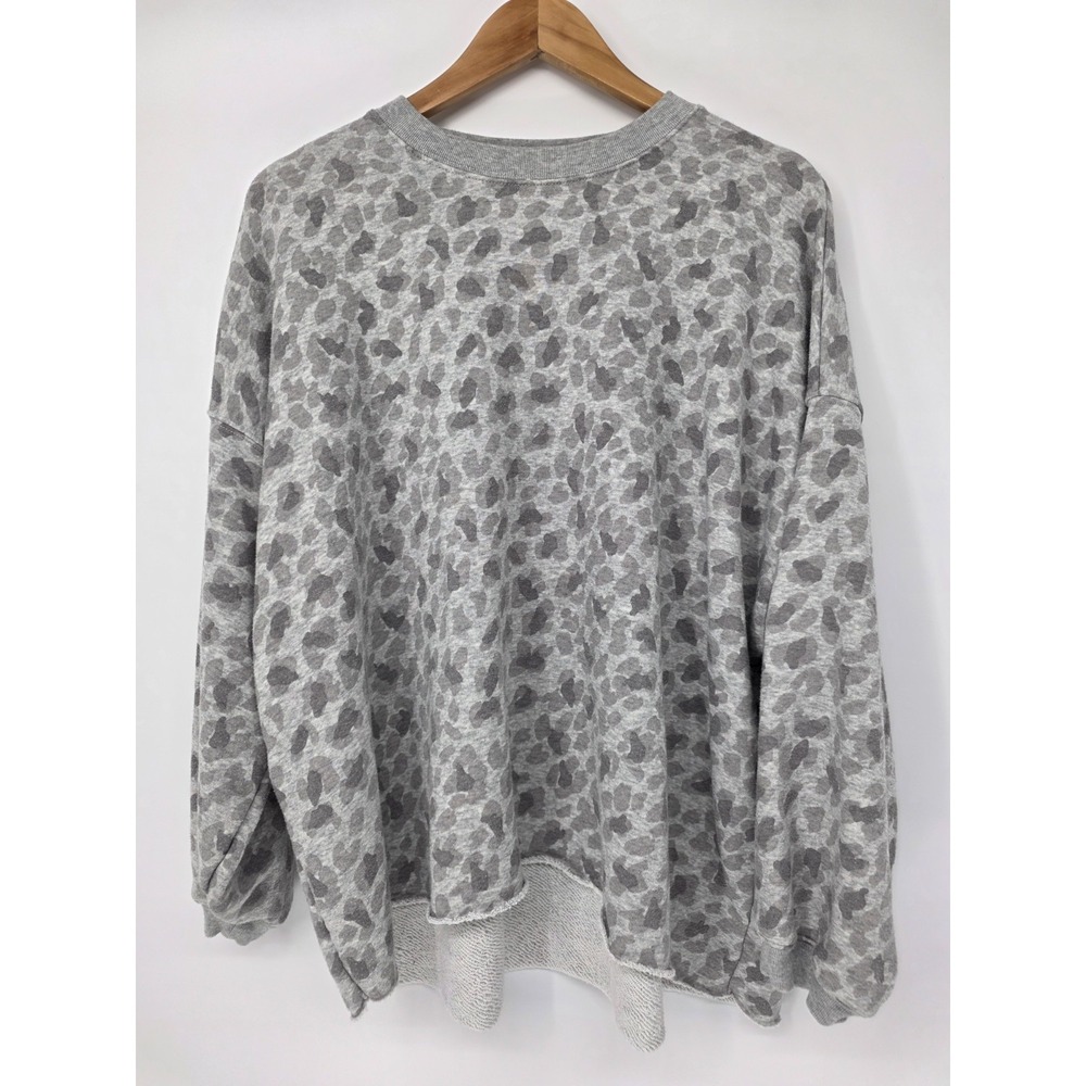 Aerie Animal Print Oversized Crew Neck Sweatshirt Size M White Gray